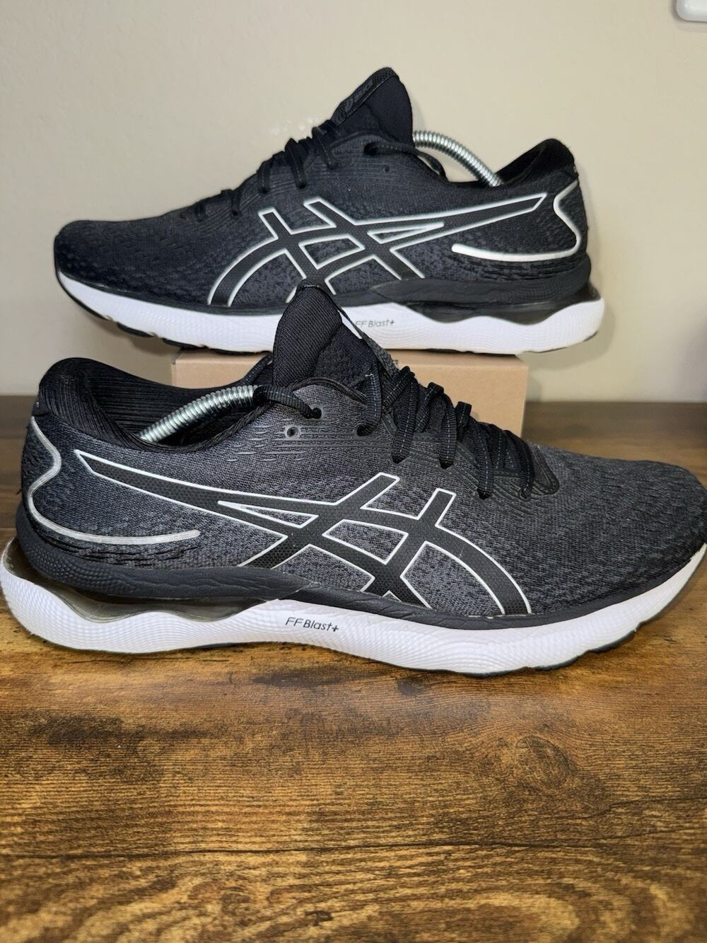ASICS Gel-Nimbus 24 Men's Black/White Mesh Breathable Lace-Up Running Shoes 12